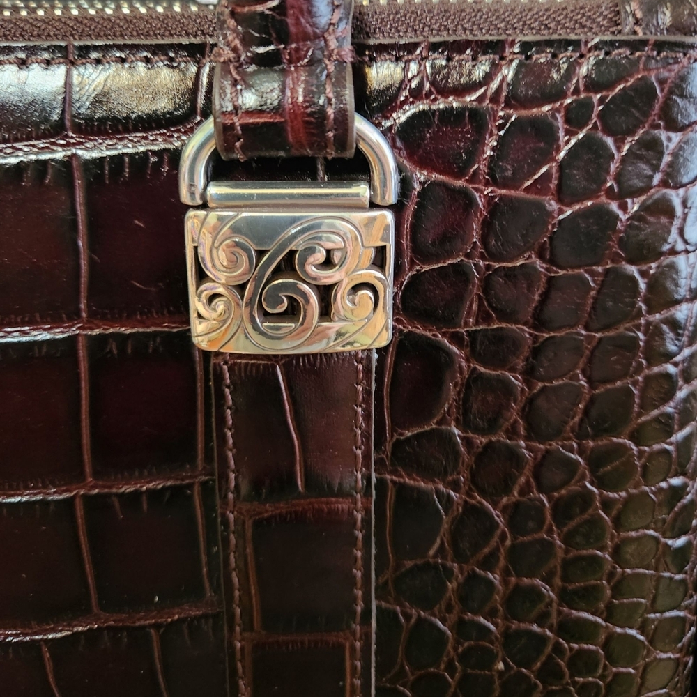 Brighton Dark Brown Croc-Embossed Satchel - Picture 3 of 10